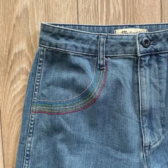 MADEWELL | Emmett Wide Leg Crop Jeans Rainbow Stitched Edition - Picture 4 of 13